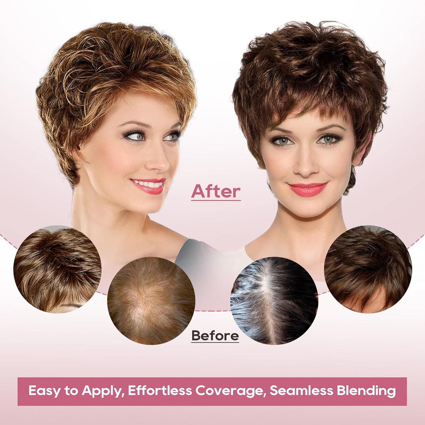 REECHO Hair Topper - Synthetic Short Wiglet for Women | Large Coverage Crown Hairpiece in Silver Mist