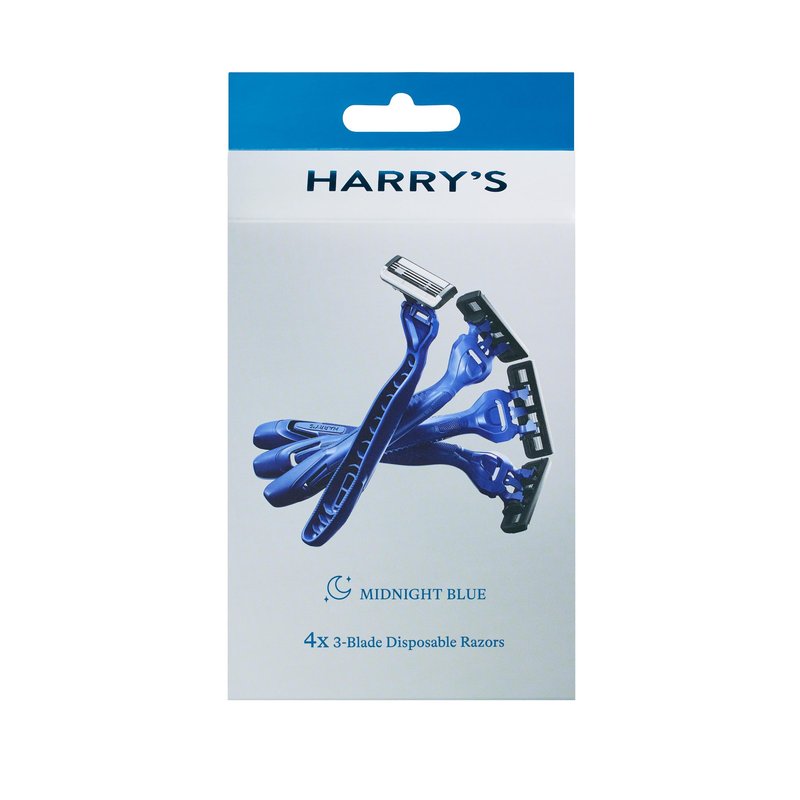 Harry's Men's Disposable Razors, 3-Blade Razors with Lubricating Strip and Pivoting Head, 4 Count