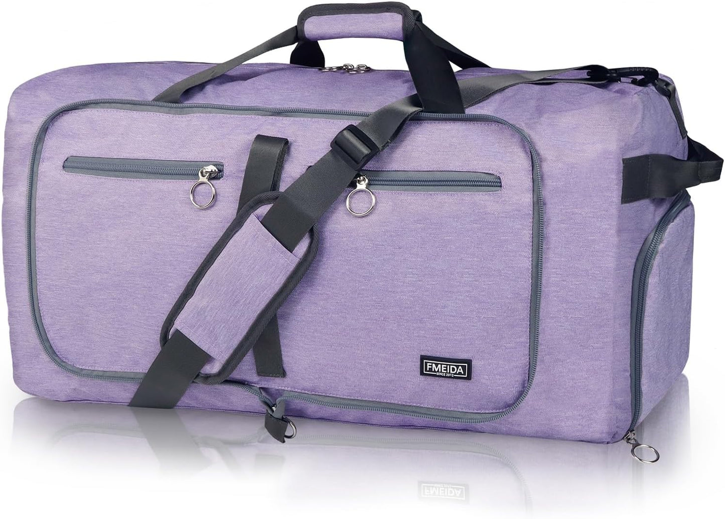 Duffle Bag 65L with Shoes Compartment - Foldable Travel Bag for Men & Women | Water-Repellent & Tear-Resistant (Black)