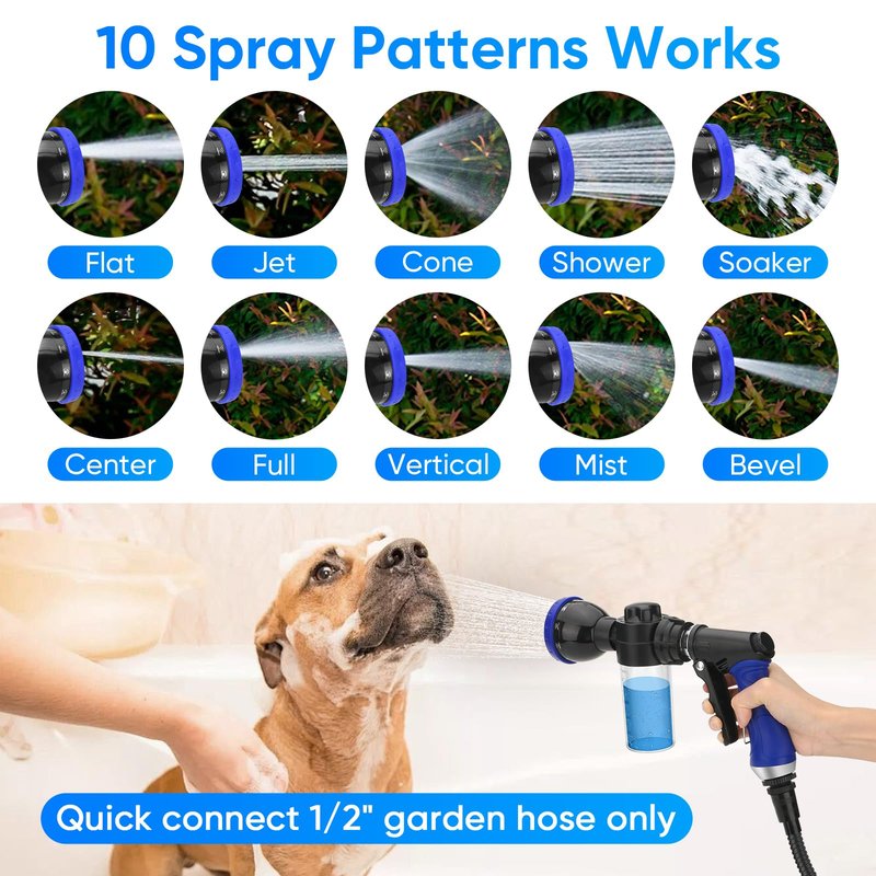 Dog Shower Attachment Water Hose Nozzle Sprayer Set with Metal 3-Way Diverter & 6.6 Ft Long Hose, Tub Faucet for Shower Arm Easy Faucet Pup Pet Bathing Sprayer Washer Kit