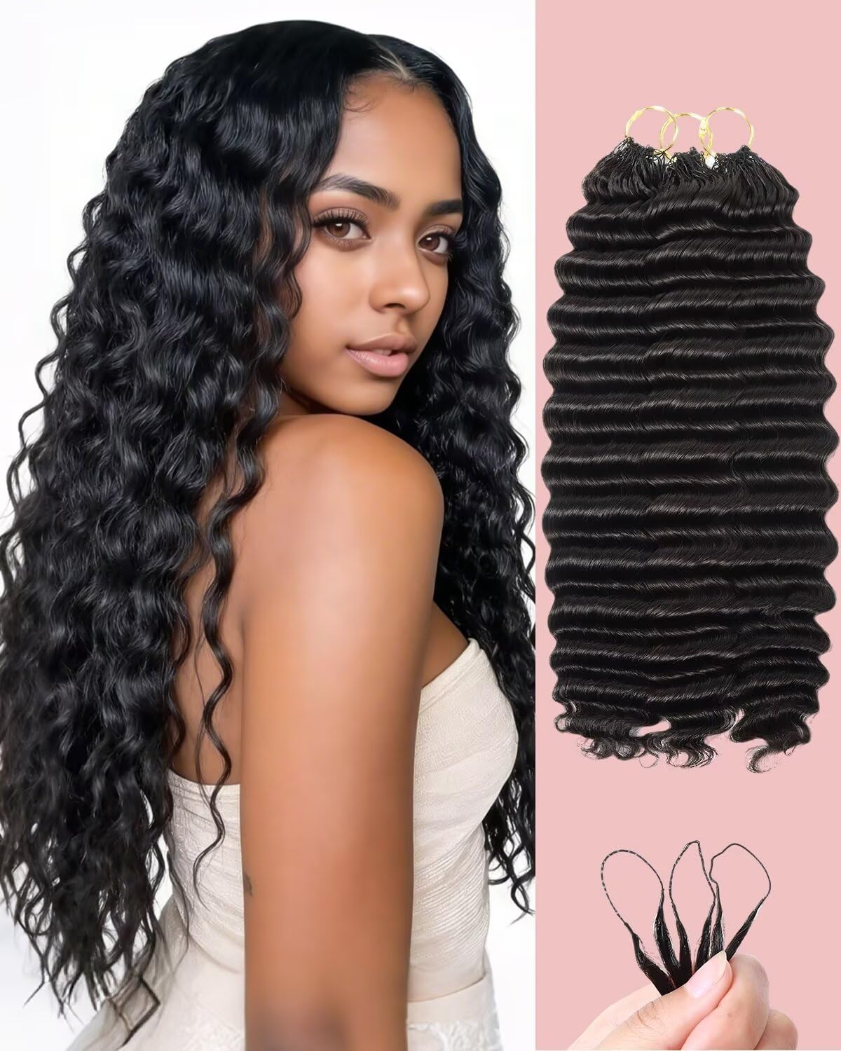 Human Crochet Hair for Black Women - 18 Inch Feather Extensions | Soft Lightweight Burmese Curly Texture, 55g 40 Strands