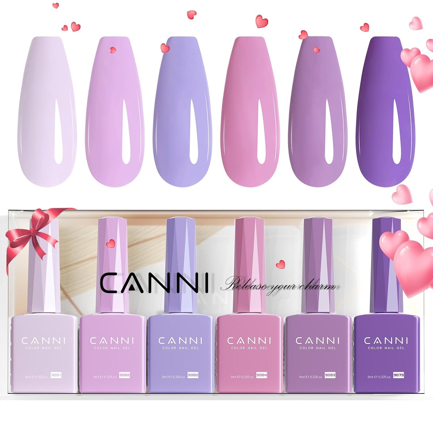 CANNI Gel Nail Polish Set - 6 Pcs 9ml Glitter & Solid Colors | Christmas & New Year's DIY Kit for Home Use