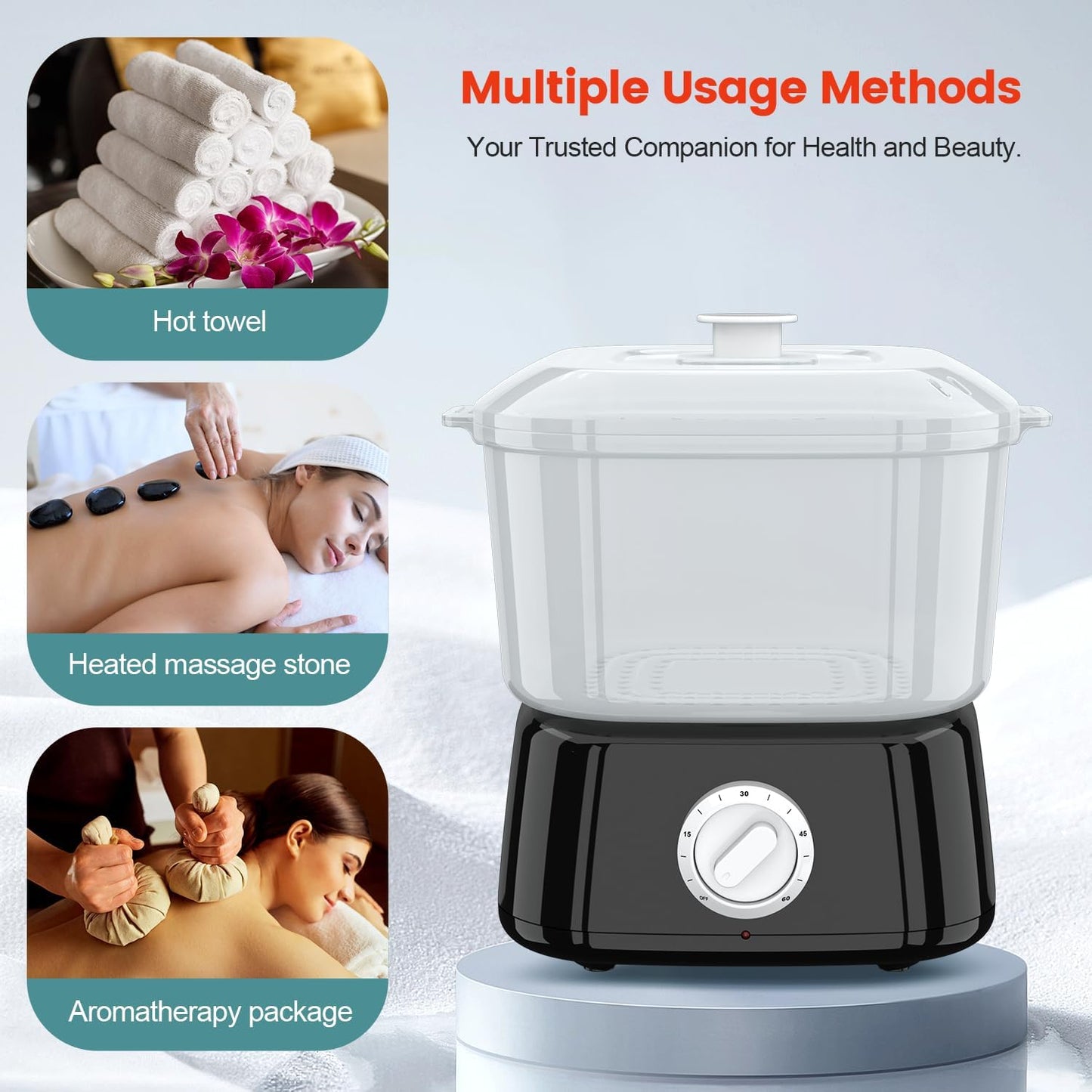 Rapid Heating Towel Warmer - Portable Mini Towel Steamer for Spa | Holds 12 Wet Towels