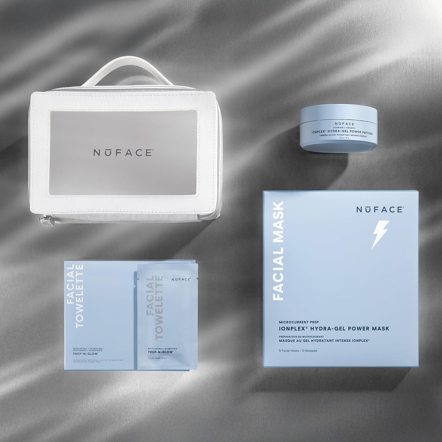 NuFACE Ultimate Glow Skincare Kit - Hydrogel Power Mask, Under Eye Patches & Facial Wipes | Hydrating Essentials (4ct)