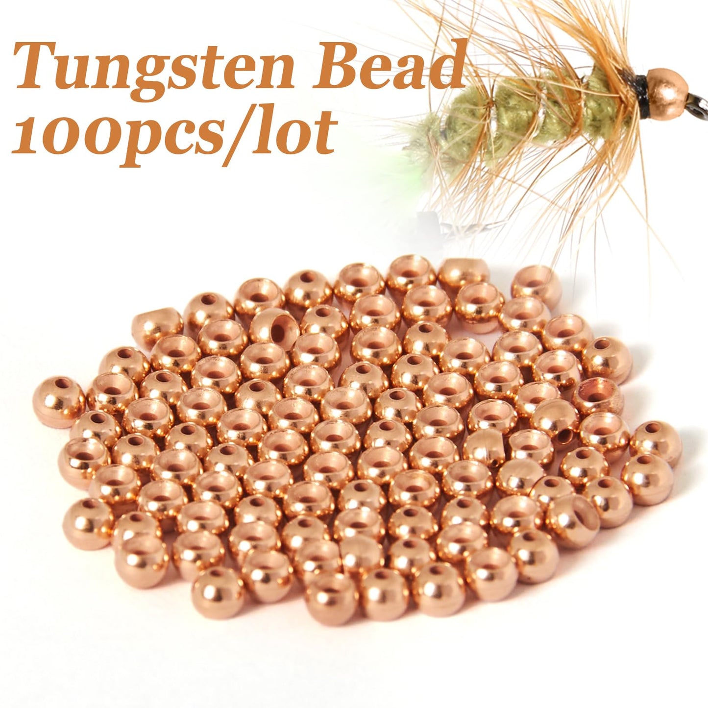 ANGLER DREAM Fly Tying Beads 100 PC/LOT Tungsten Beads Nymph Head Ball Fly Tying Materials (Copper 3.15mm,100pcs)