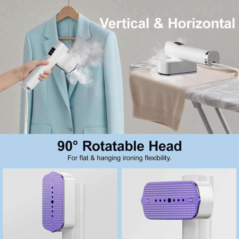Steamer for Clothes, Handheld and Portable with 15-Second Heat-Up, 2-in-1 Steamer & Iron with Smart Touch Operation and 4 Modes, Suitable for All Fabrics, Ideal for Home & Travel-Pearl White
