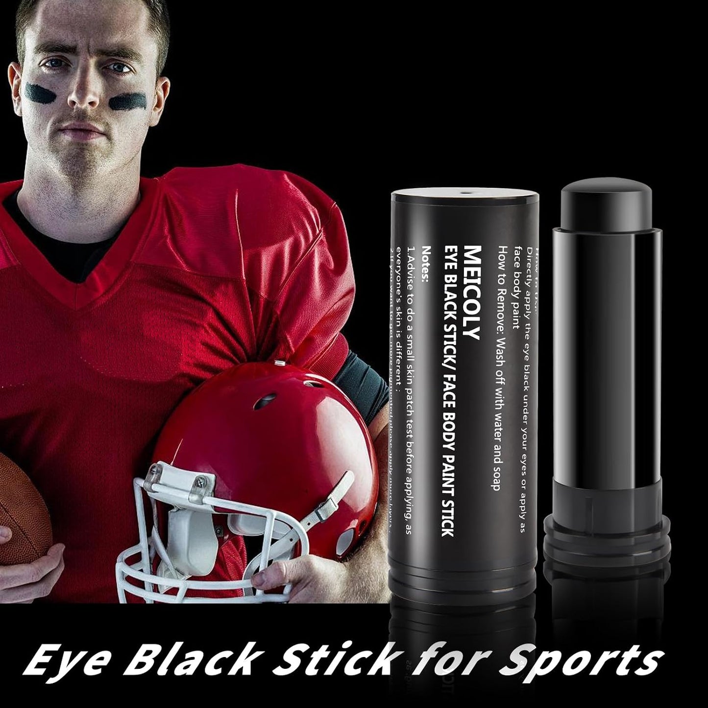 Black Face Paint Stick for Sports | Easy Application Eye Black for Baseball, Softball, Football, Lacrosse - 0.5 Oz