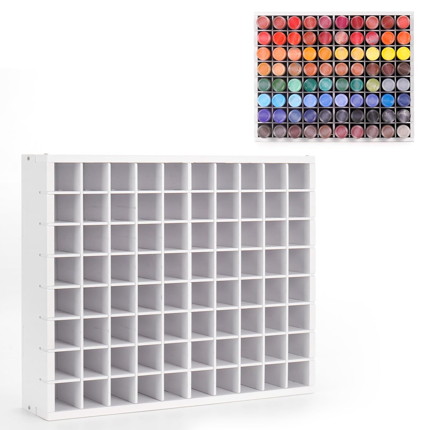 Krafetto 80 Grids Paint Organizer Storage Rack, Wall-mountable Craft Paints Holder, Paint Bottle Organizer Rack Stand for 2 oz Acrylic Craft Paints
