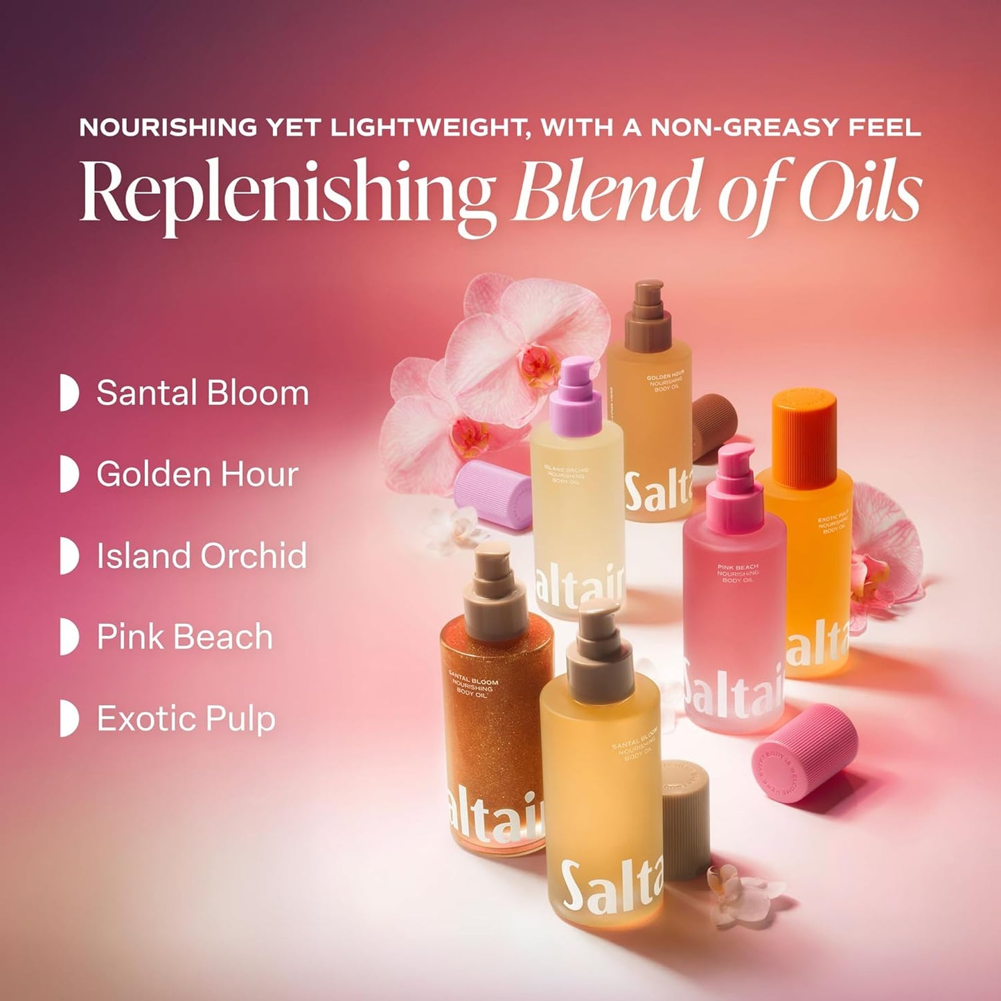Santal Bloom Body Oil - Luxurious Botanical Moisturizer for Hydrating Dry Skin | Non-Greasy, 4oz Pump Bottle