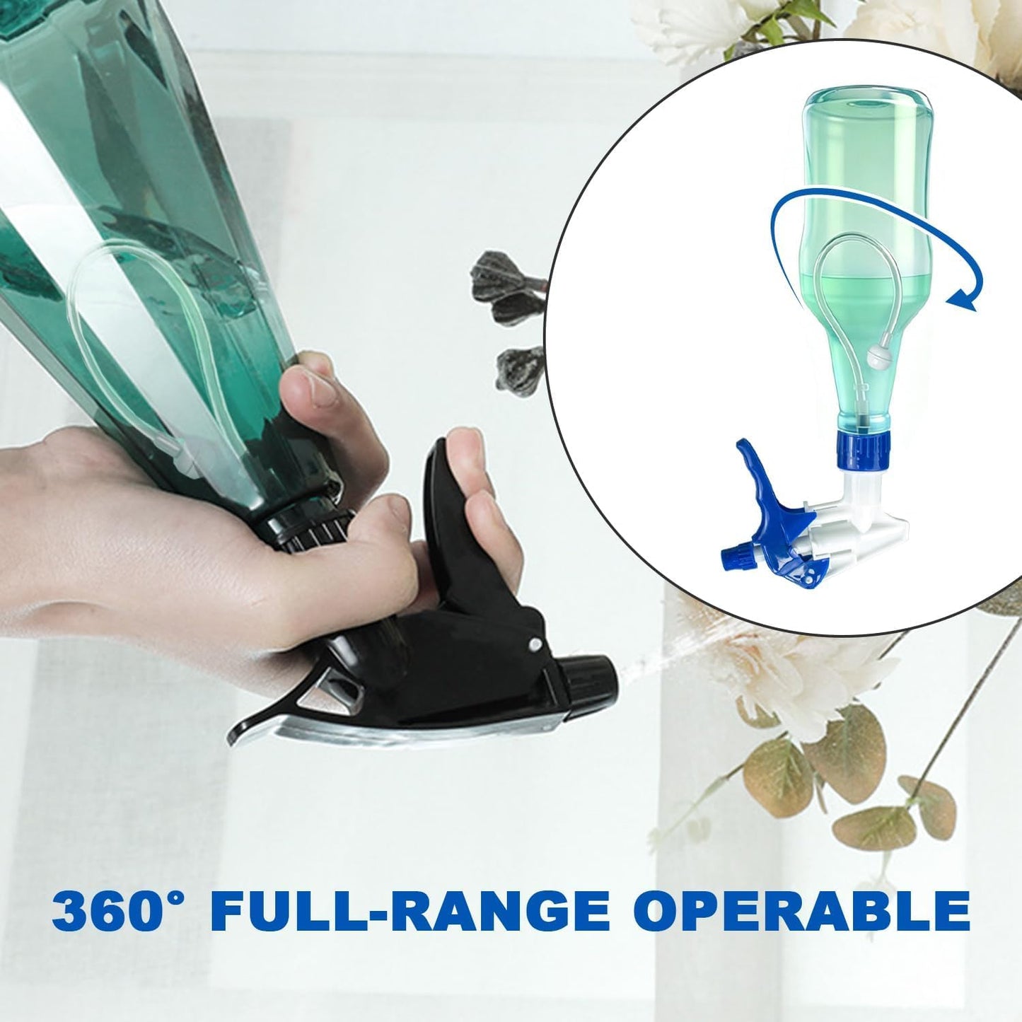 360° Spray Bottle Adapter - 6 Pack Universal Reusable Trim-to-Fit Dip Tube for Home Cleaning & Plant Care