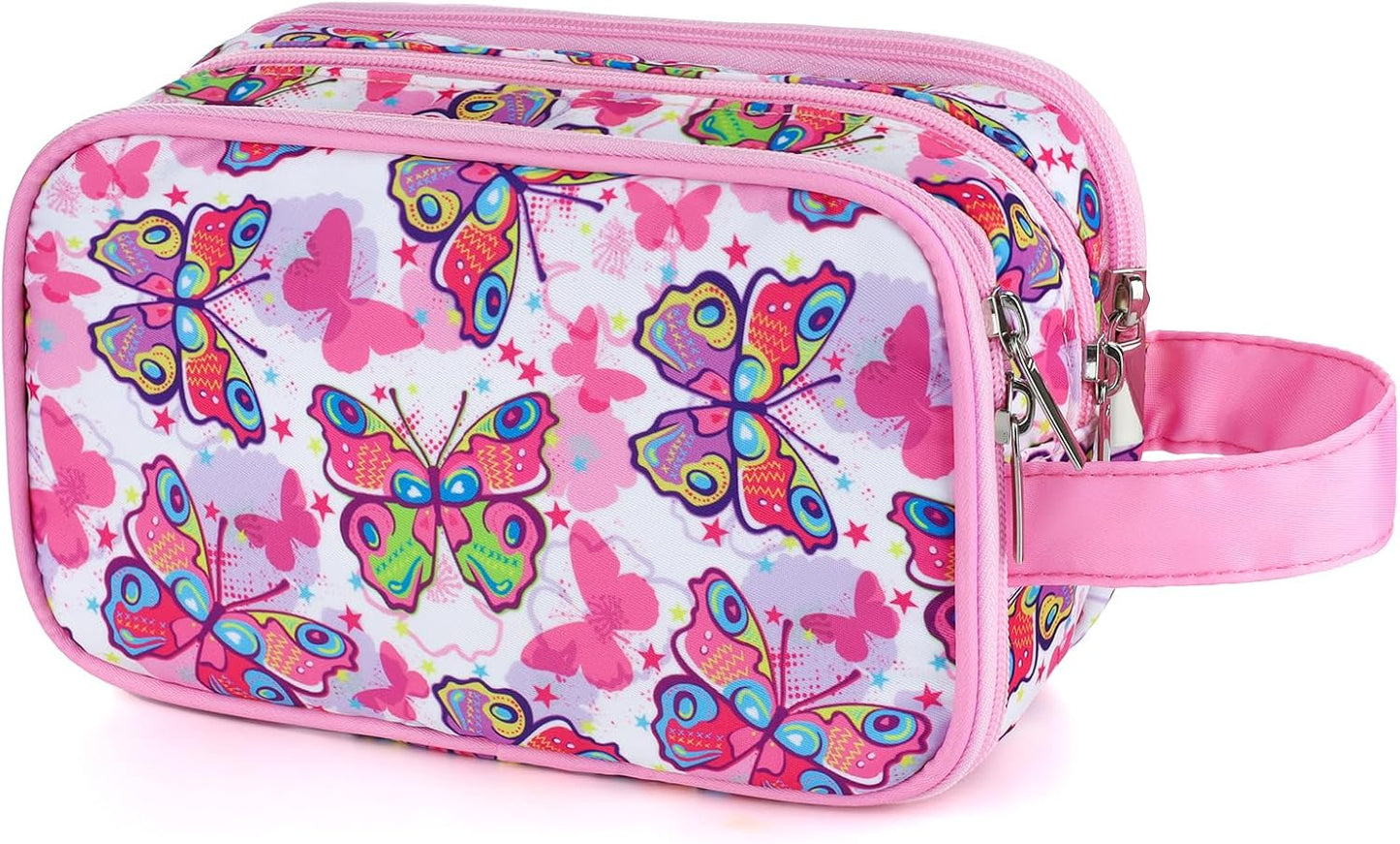 Kids Toiletry Bag - Waterproof Mermaid Scales Travel Cosmetic Bag for Girls | Hanging Wash Bag
