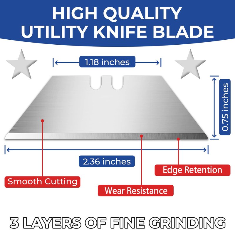 DIYSELF Utility Knife Blades 100 Pack, Box Cutter Blades Refills with Dispenser, Razor Blades Utility Knife Replacement Blade for Box Cutter, Razor Knife Blade