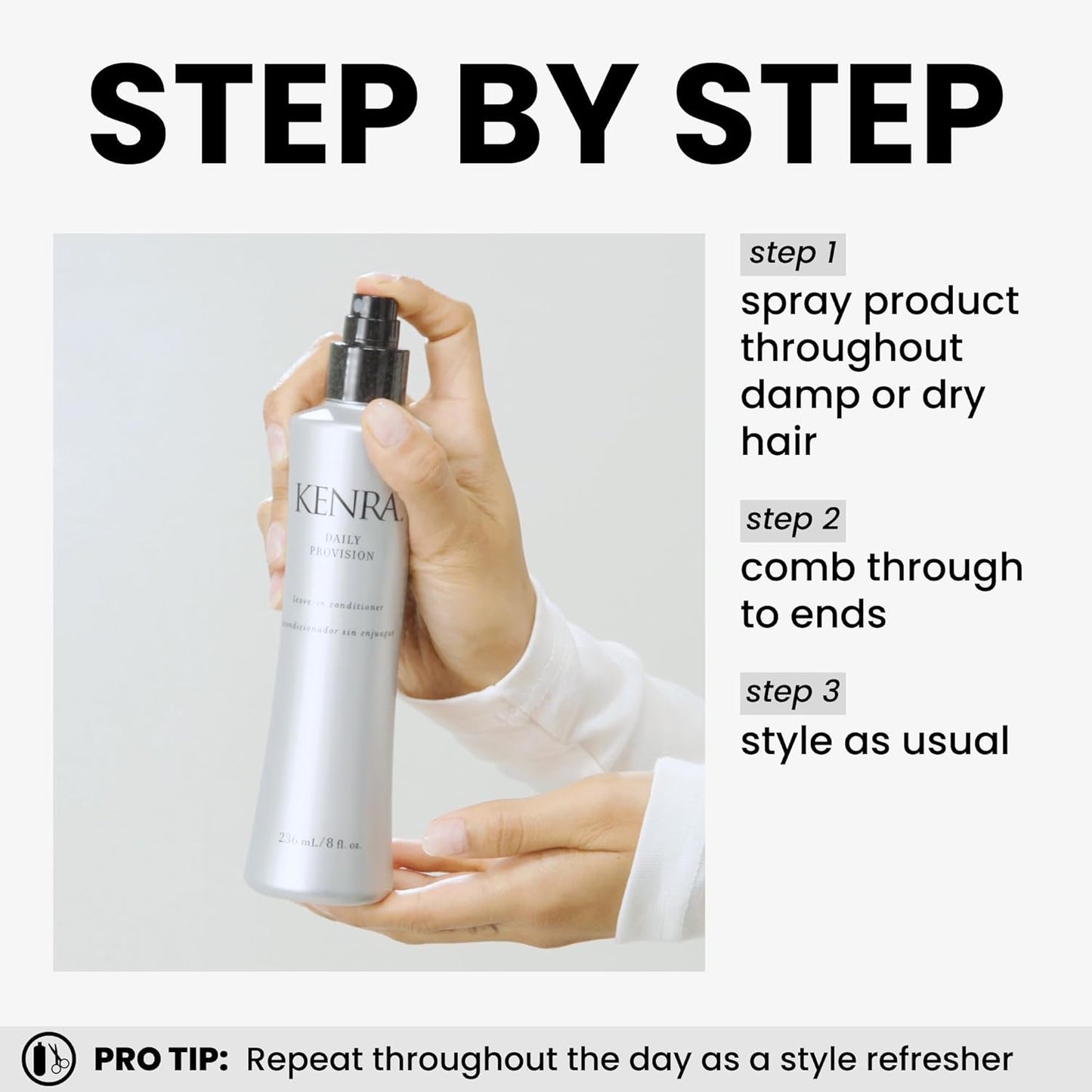 Kenra Professional Leave-In Conditioner - Hydrates, Detangles & Adds Shine | Frizz Control & Thermal Protection | 8 fl. oz