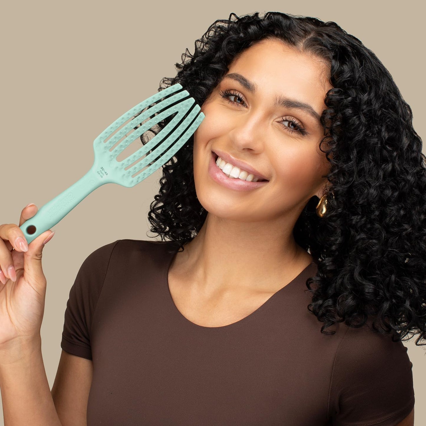 Olivia Garden CurlyHair Brush for Wet or Dry Hair - Curly Hair Brush for Detangling, Product Layering, Curl Encouragement, Scalp Care - Dual Bristles Brush