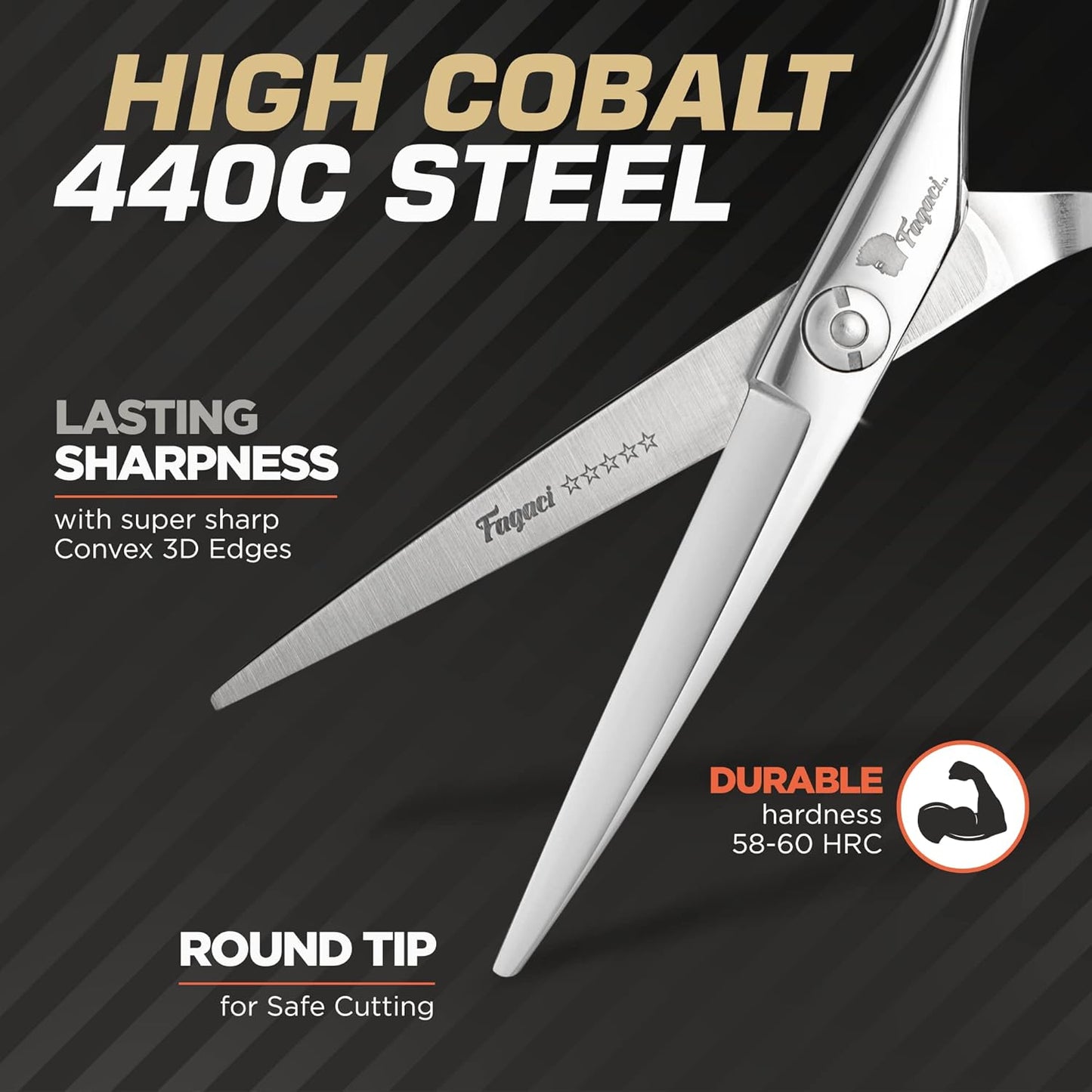 Professional Hair Cutting Scissors - 5 Inch 440C Steel Blades for Smooth, Precise Cuts | Durable Barber Shears with Elegant Sheath
