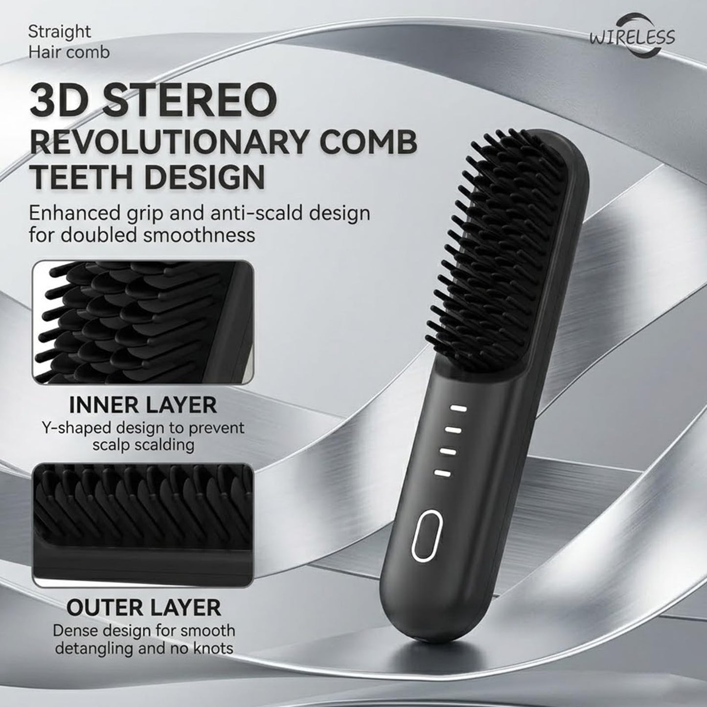 Flown Go Brush Pro for Short Hair, 2026 Upgraded Cordless Nucelia Hair Straightening Brush, 4 Temp Settings with 300m Ceramic Carenegative Ions for Frizz-Free, Portable Travel Styling Tool