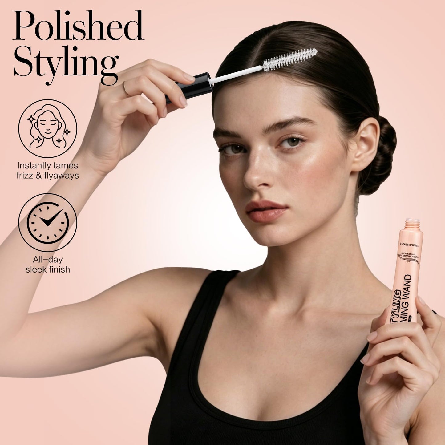 SPRINGSUGAR Taming Wand, Fly Away Stick for Hair, Hair Mascara for Flyaways, Smooth Frizz, Tame Baby Hairs, Style Edges - Lightweight Non-Greasy Wide Brush Head Hair Finishing Stick 2 Pack