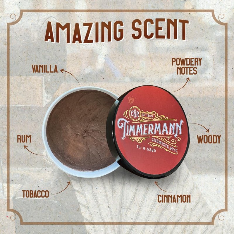 WhollyKaw Shaving Soap | Luxury Dense, Rich & Creamy Lather Tallow Wet Shave Puck Notes of Rum, Vanilla, Tobacco, Cinnamon, Woody, Powdery scent. | Grooming and Skincare for Men 4 oz - Timmermann Red