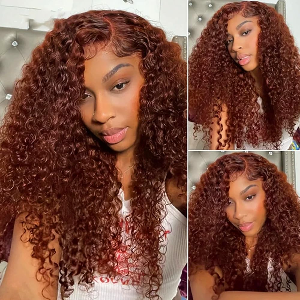 30 32 34 Inch Reddish Brown Bundles 33 Kinky Curly Human Hair Bundle Brazilian Virgin Hair 3 Bundles Copper Red Human Hair Extensions
