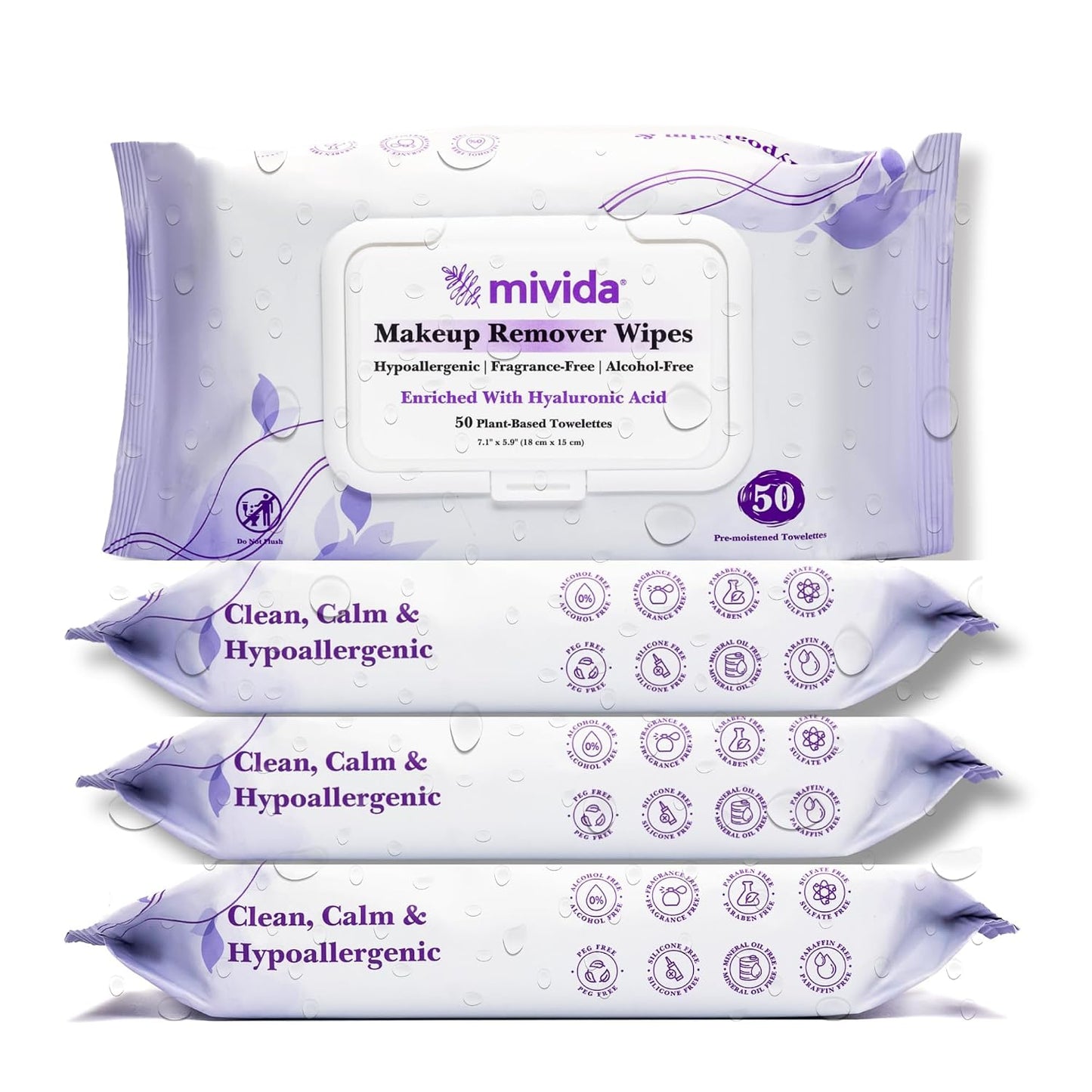 Hypoallergenic Makeup Remover Wipes - 200 Count Bulk Pack | Vitamin E, Fragrance-Free & Alcohol-Free for Sensitive Skin