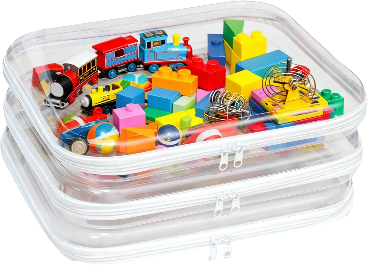 Clear Hard Plastic Zipper Case Set - Portable Travel Organizer for Makeup, Toys, Snacks | 3PCS