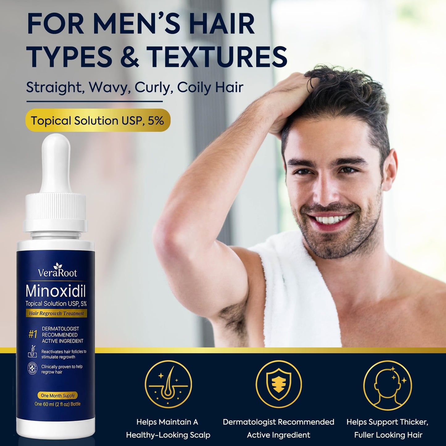 5% Minoxidil Beard Growth Kit For Men: Hair Loss and Hair Regrowth Treatments - Thicker Fuller for Facial & Scalp Hair