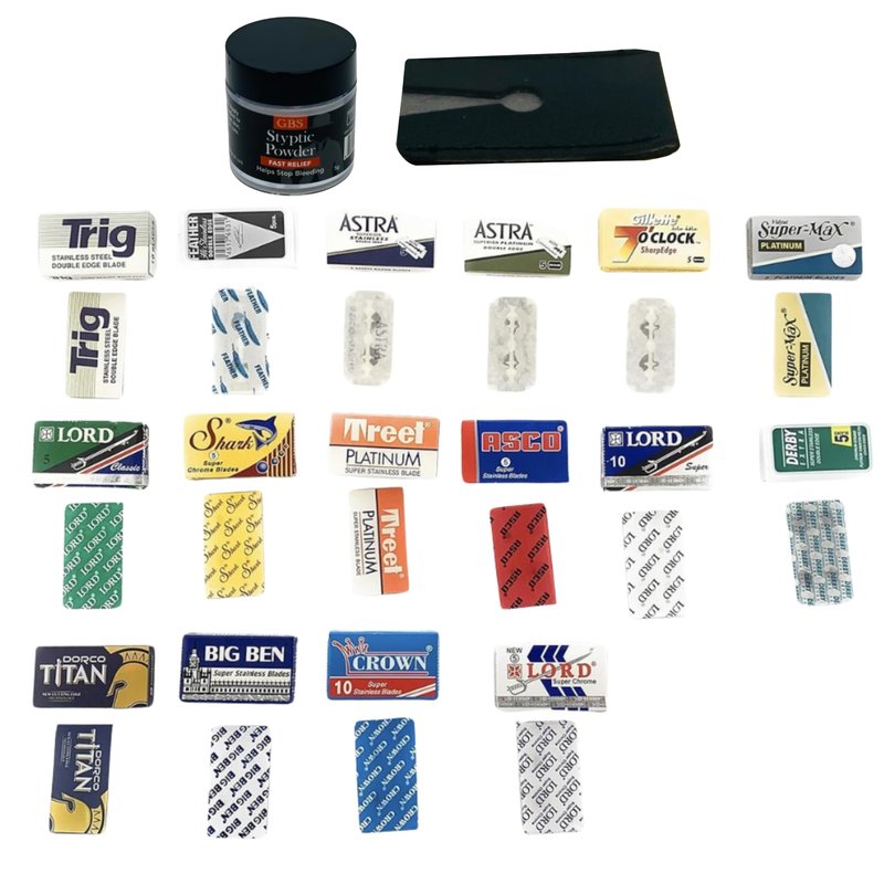 GENTS Double Edge Razor Blade Sample Pack, Variety of 16 Safety Blades