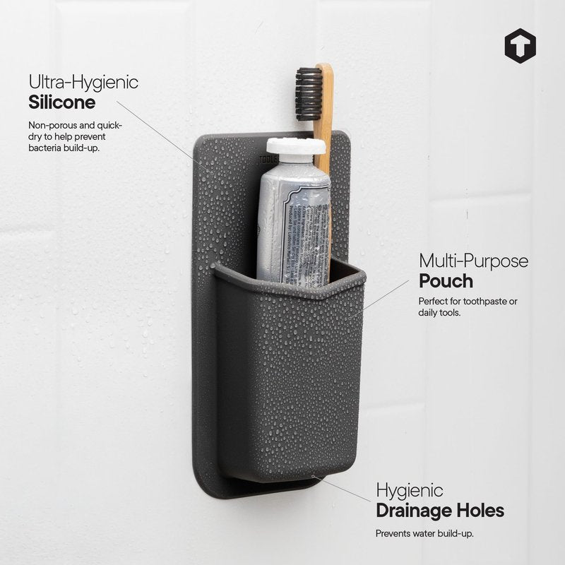 TOOLETRIES The Henry Essentials Holder - Silicone Toiletry Organizer, Shower & Bathroom Accessory - Features Silicone-Grip Technology, Removable & Reusable - Charcoal