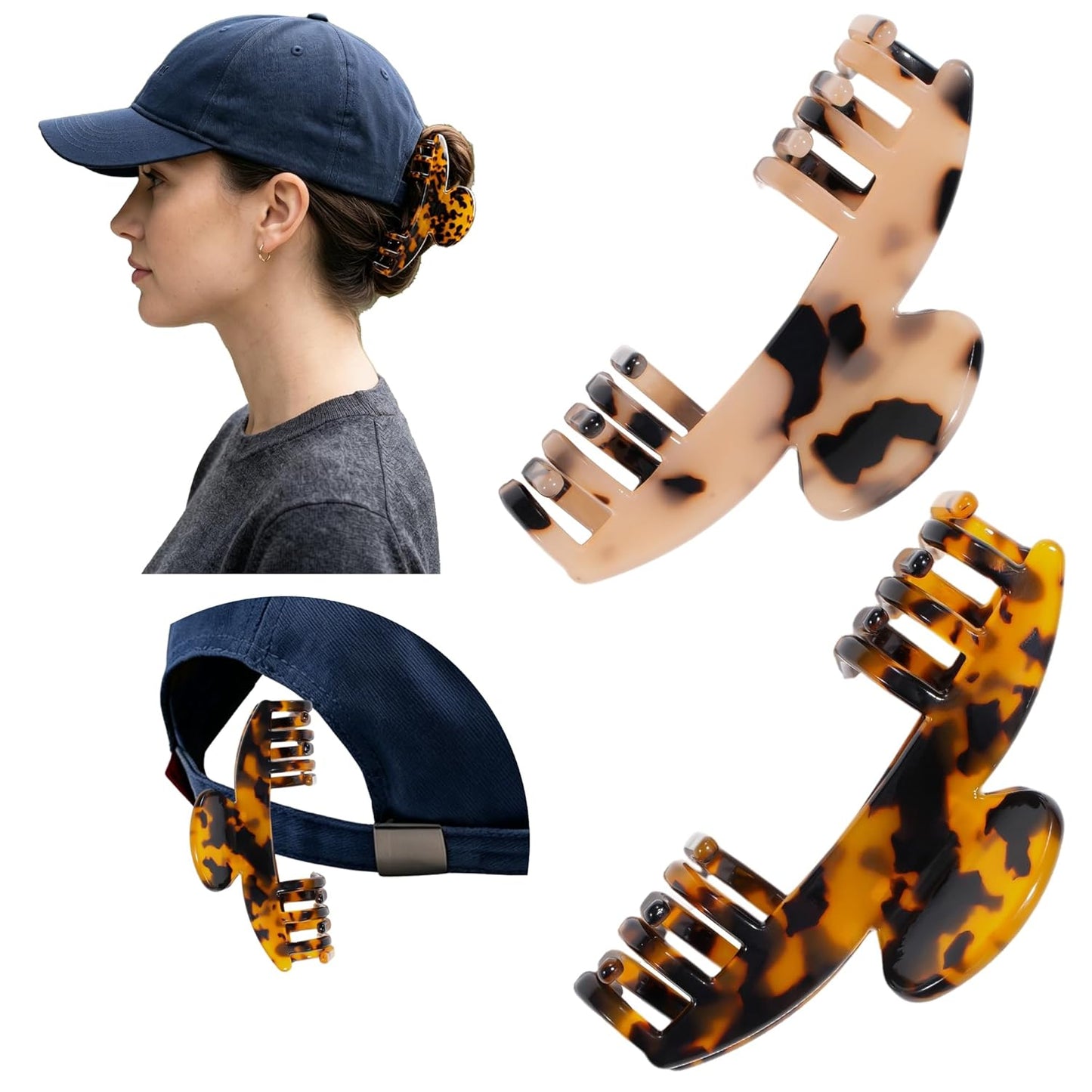 Hair Claw Clips for Women - Perfect for Baseball Caps & Trucker Hats | Stylish & Functional