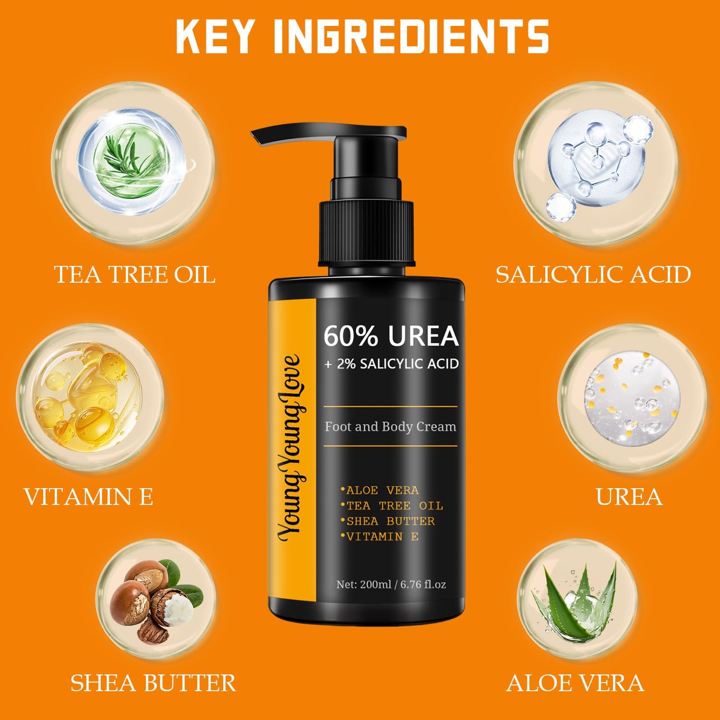 Urea Cream 60% with 2% Salicylic Acid - Fragrance-Free Moisturizing Lotion for Dry Cracked Skin | 6.76 OZ