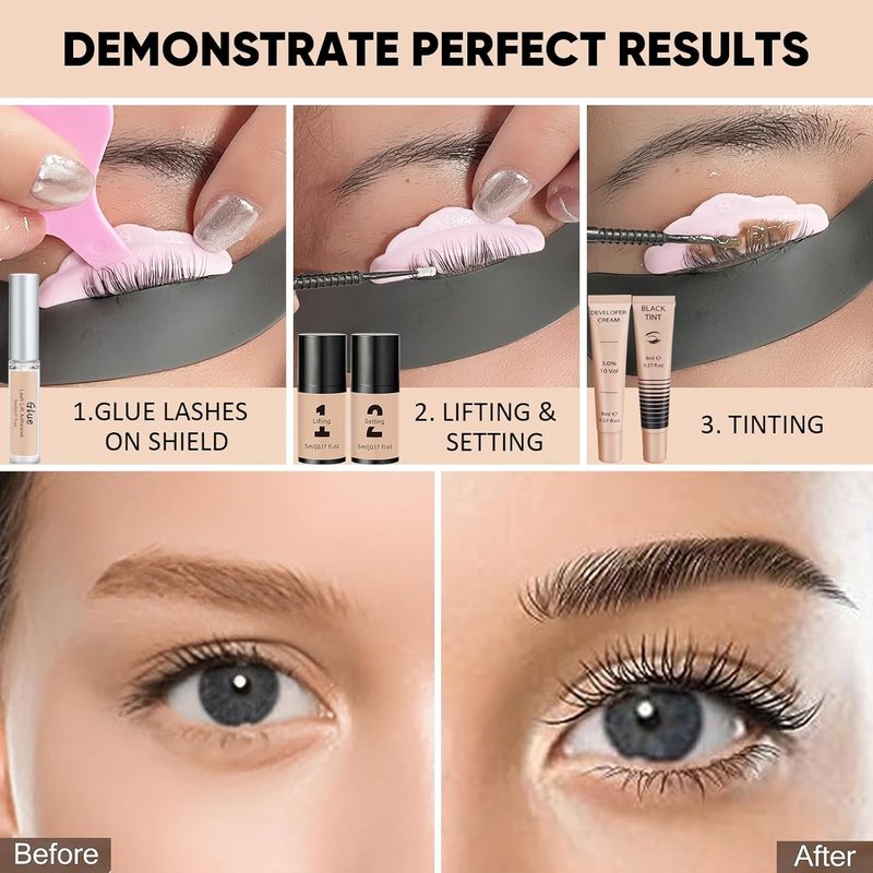 Libeauty Lash Lift & Color Kit - DIY Brow Lamination with Quick Lifting Perming & Voluminous Coloring | Complete Tools for Home & Salon Use