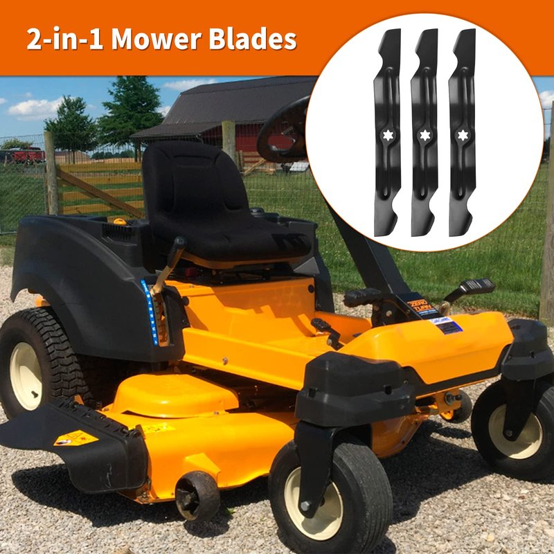 budrash 942-04053C Mower Blades Fit for Cub-Cad et RZT 50" Tractors, 742-04053 High Lift Blade Fit for Cub-Cad et Troy Bilt LT1050 LTX1050 50" Deck 742-04053A 742-04123, 942-04123, 3 Pack