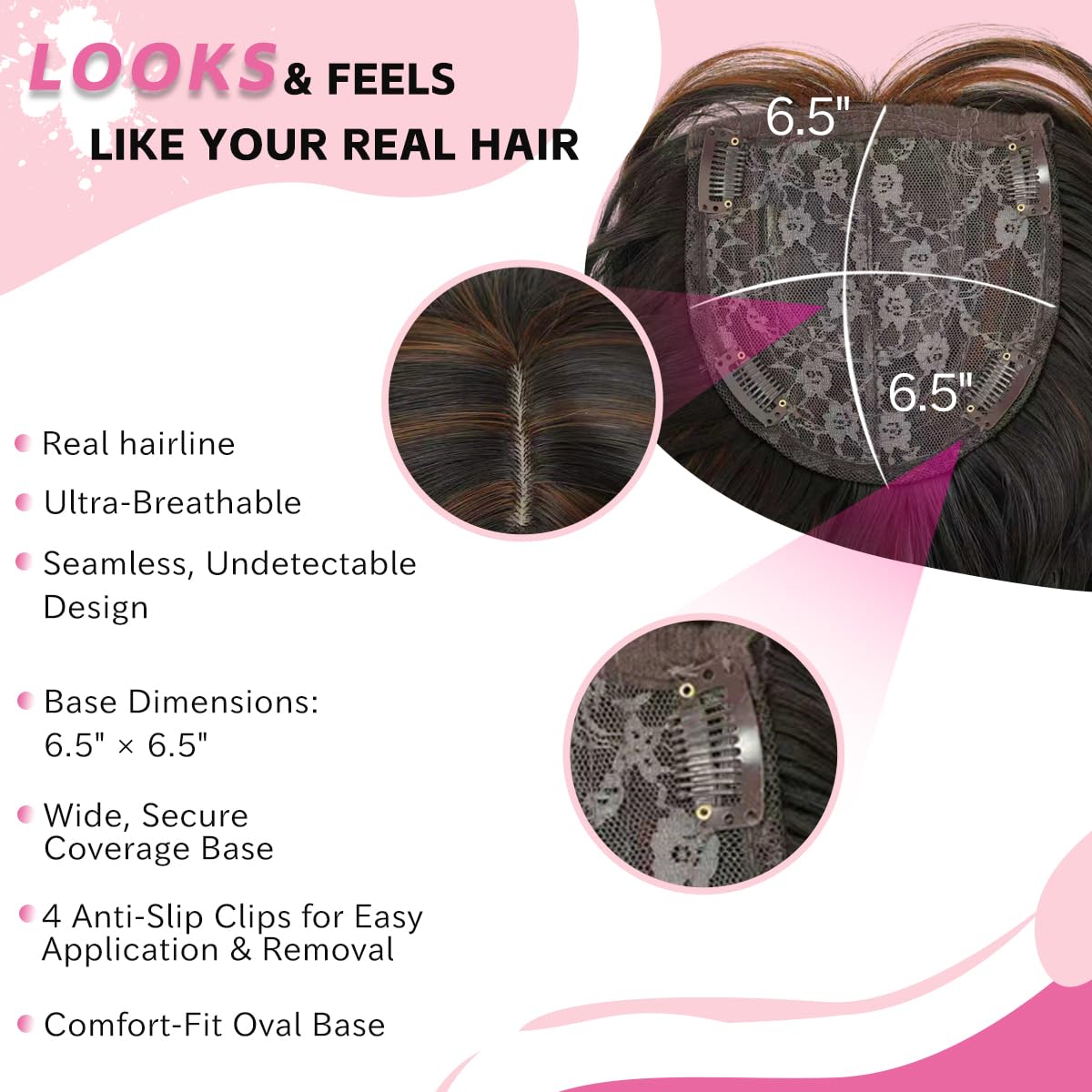 Allssur 20 Inch Hair Topper,Hair Toppers For Women With Thinning Hair, Synthetic Toppers Hair Pieces For Women With Bangs Cheaper Than Human Hair Lightweight & Breathable And Volume & Coverage