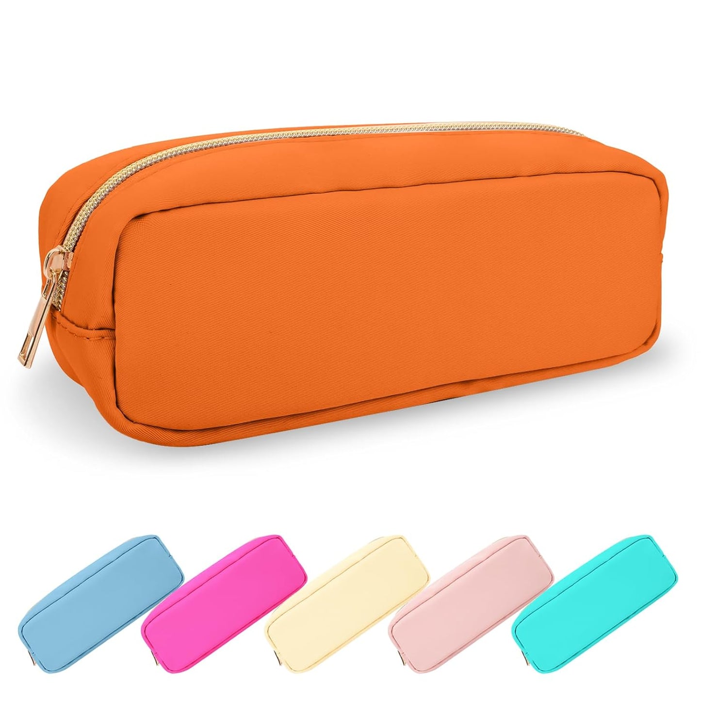 Waterproof Mini Floral Makeup Bag - Nylon Travel Pouch for Women | Cute Zipper Toiletry Organizer (Mini White-Flowers)