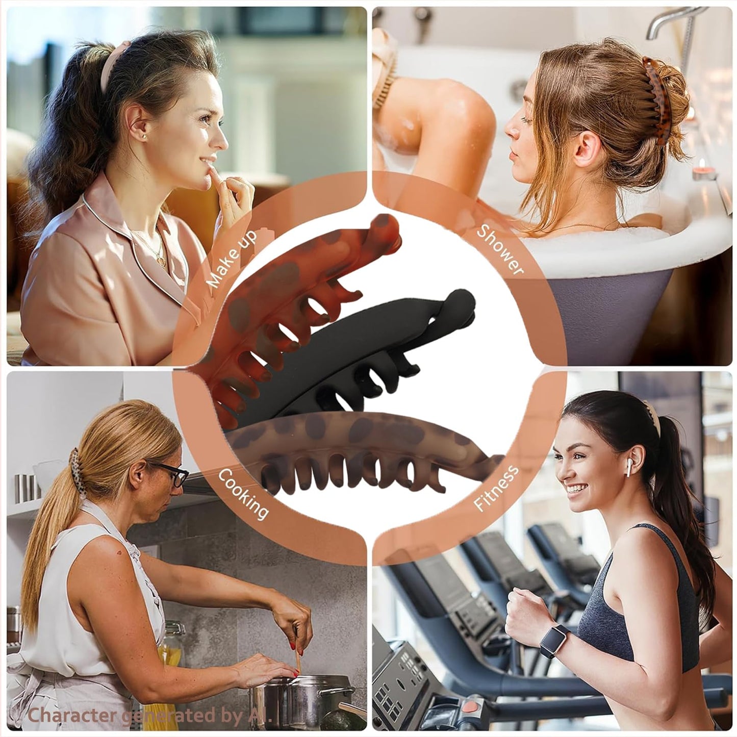 Vrose Flosi Retro Banana Clip Effortless French styling fr 3-4.5" ponytails No Crease No Demage Volume Flat lay design offers headrest comfort Durable dual-lock teeth secure hold Y2K hair Accessories