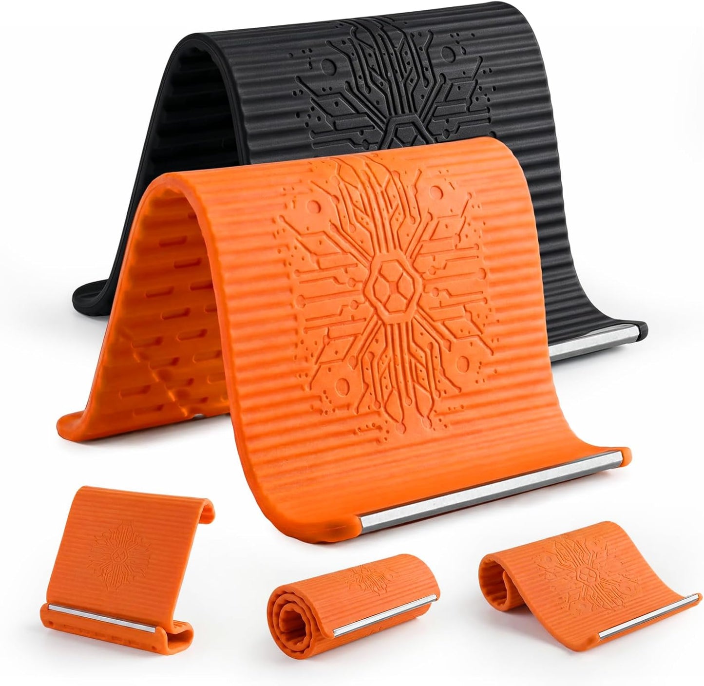Flexible Silicone Phone Stand - Anti-Slip Holder for Tablet & Laptop | Adjustable Shape, Black