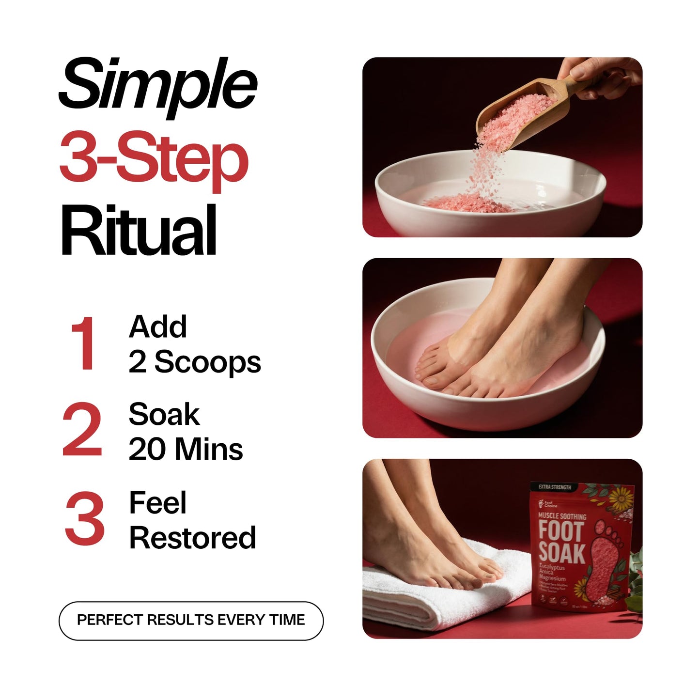 Foot Choice Muscle Soothing Foot Soak with Epsom Salt & Arnica - Relieves Soreness, Eases Tension & Recovery for Athletes - Eucalyptus & Peppermint - 1lb