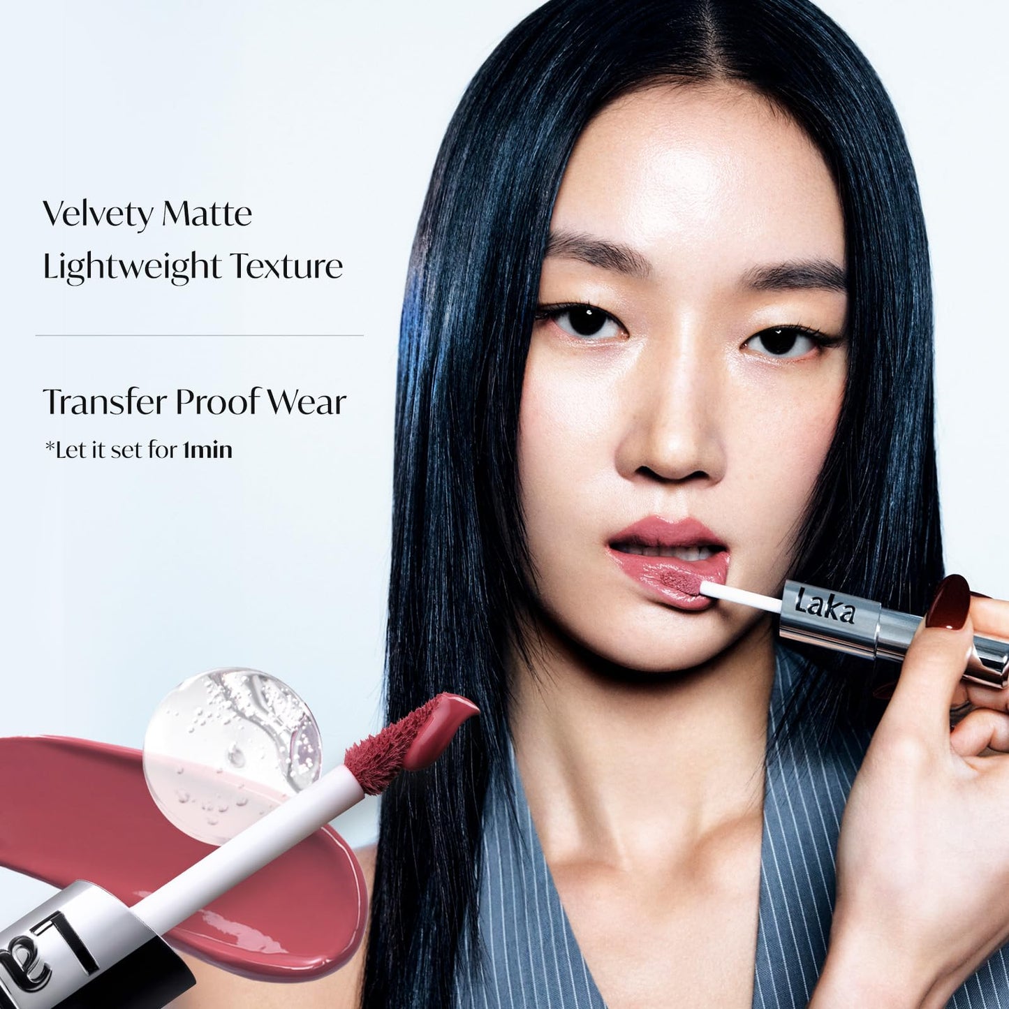 Laka Perfect Twin Lip - Dual-Ended Matte Liquid Lipstick & Clear Gloss | Long Lasting 12 Hour Color, Transfer Proof | High Pigmented Lightweight Non-Sticky | Korean Makeup | #905 Rosy High, 0.31oz