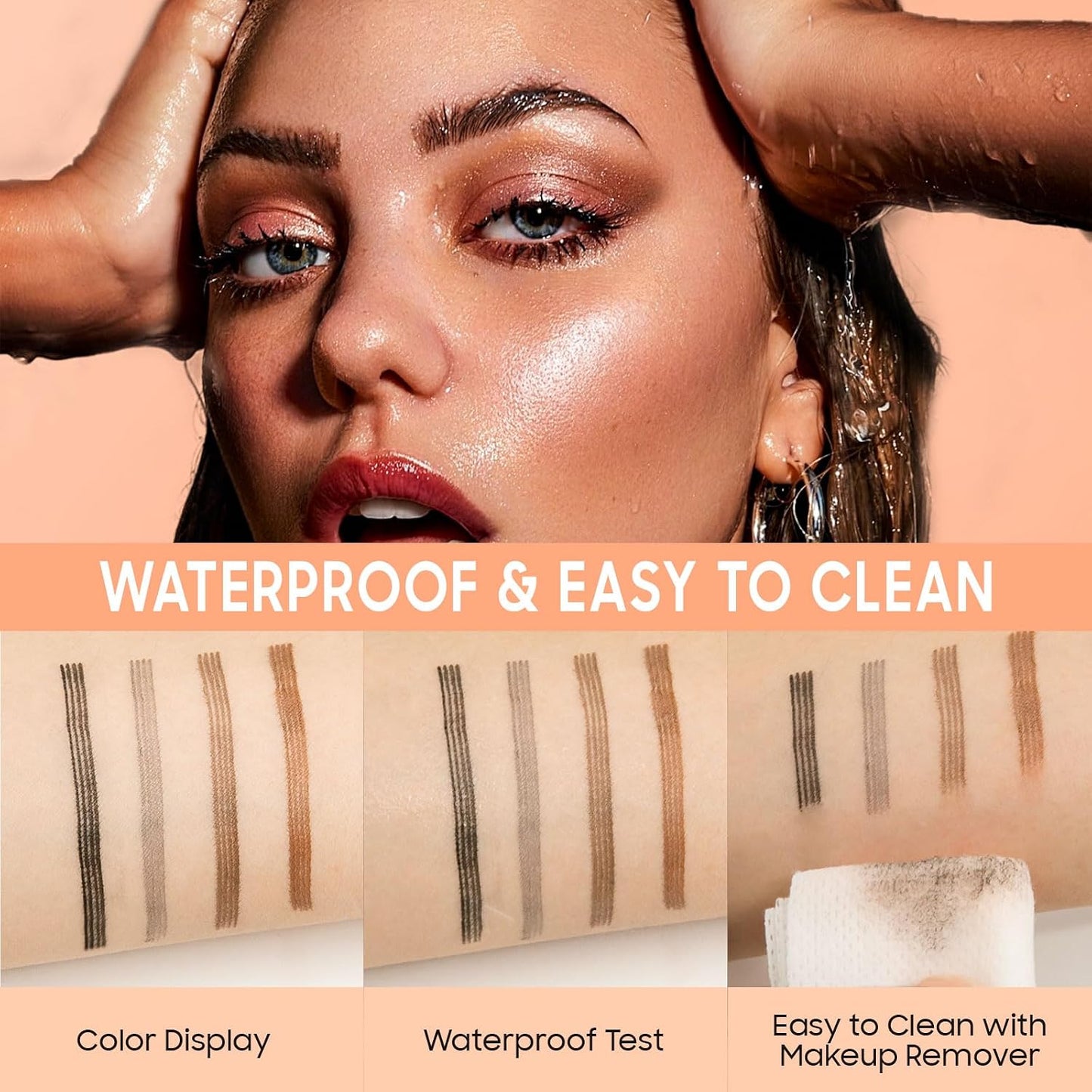 4D Liquid Eyebrow Pen - Microblading Pencil for Precise Brow Definition | Long-Lasting Waterproof (Black)