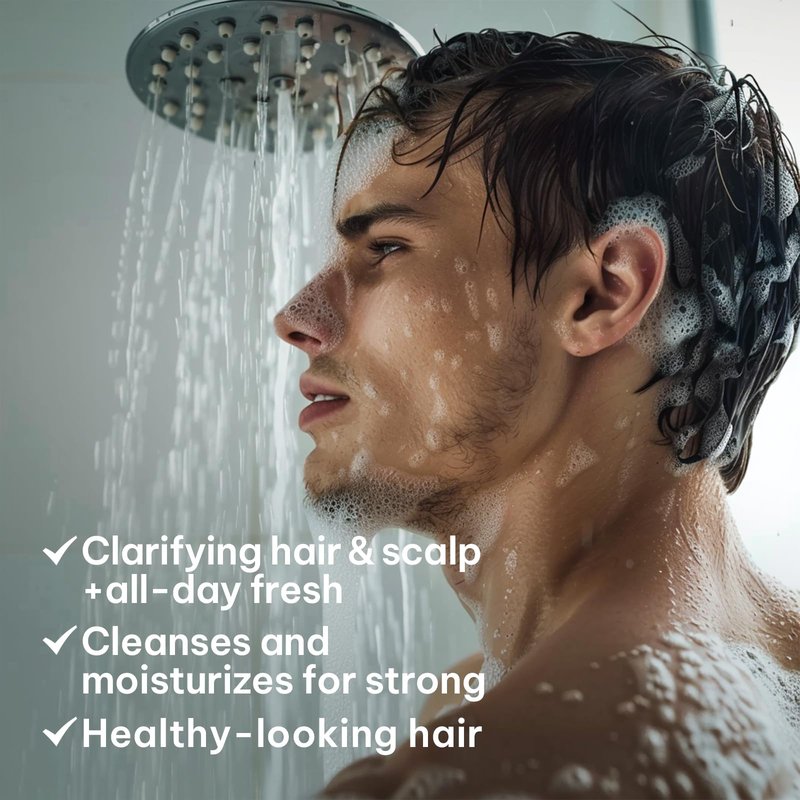 NUSPA NUSPA 3 IN 1 Clarifying Mens Shampoo Sulfate Free Hair Wash Deep Cleaning Infused with Natural Portulaca Oleracea Extract, Chamomilla Flower Extract