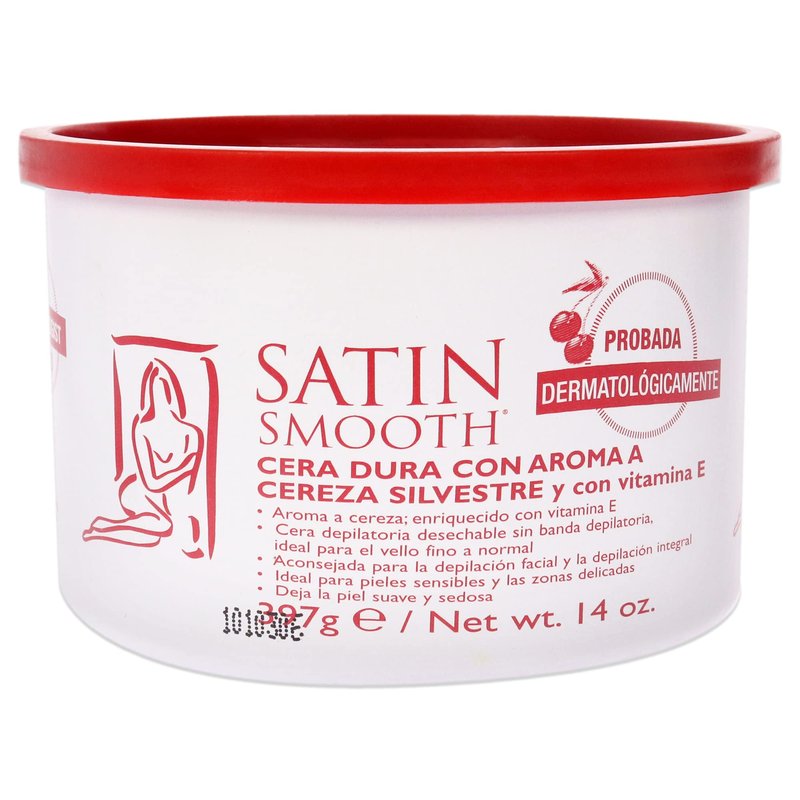 Satin Smooth Wild Cherry Hard Hair Removal Wax with Vitamin E 14oz. (Pack of 2)