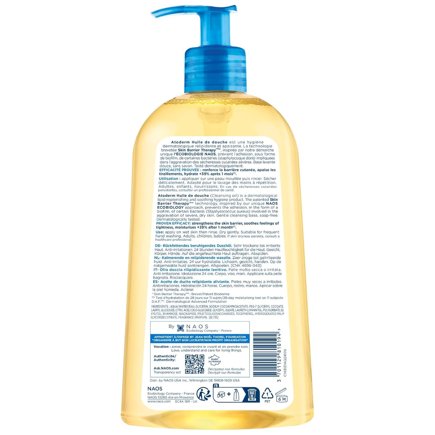 Bioderma Atoderm Shower Oil - Nourishing Cleansing Oil for Dry & Sensitive Skin | Family Size 16.7 oz