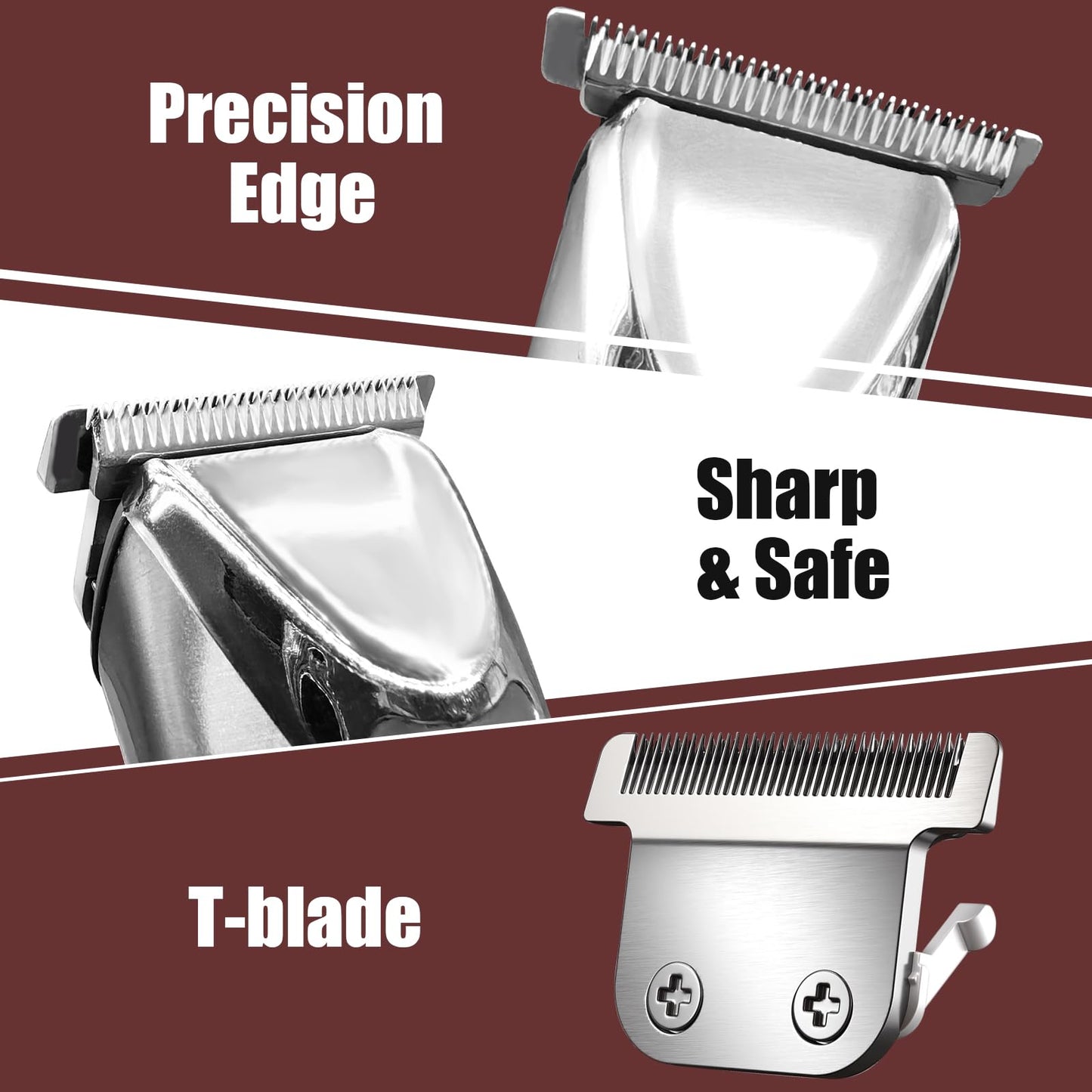 40mm Replacement Detachable Stainless Steel T Blade（02144 ）,Compatible with Wahl All in One Lithium Ion Trimmer 9864/9864SS/9686/9818A/9854L/9876L/9854 /WSS3L/SS2L etc. (Silver 3 Pack)