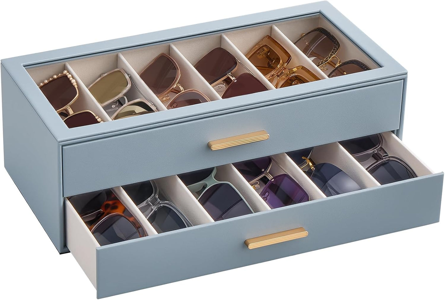 Sunglasses Storage Box for Women - Clear Top Eyewear Organizer | Stylish Display Case