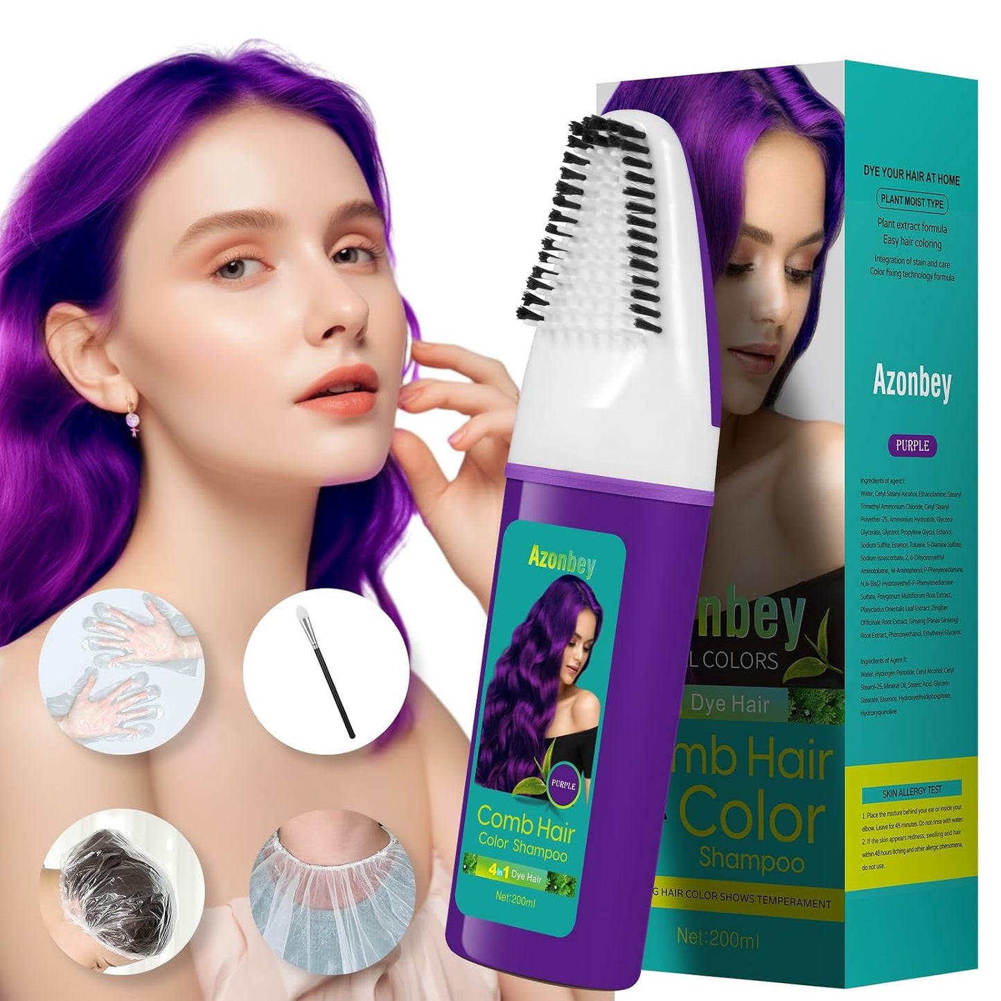 Brown Hair Dye Shampoo for Women - Permanent Gray Coverage | Herbal Plant-Based Formula