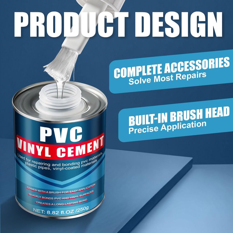 kuailaya Vinyl Cement, Vinyl Patch Kit include 8.8oz Vinyl Glue Vinyl Repair Patch and Scraper Waterproof High Bonding Strength and Sealing High Weather Resistance for Pool Liners Tarps Air Mattresses