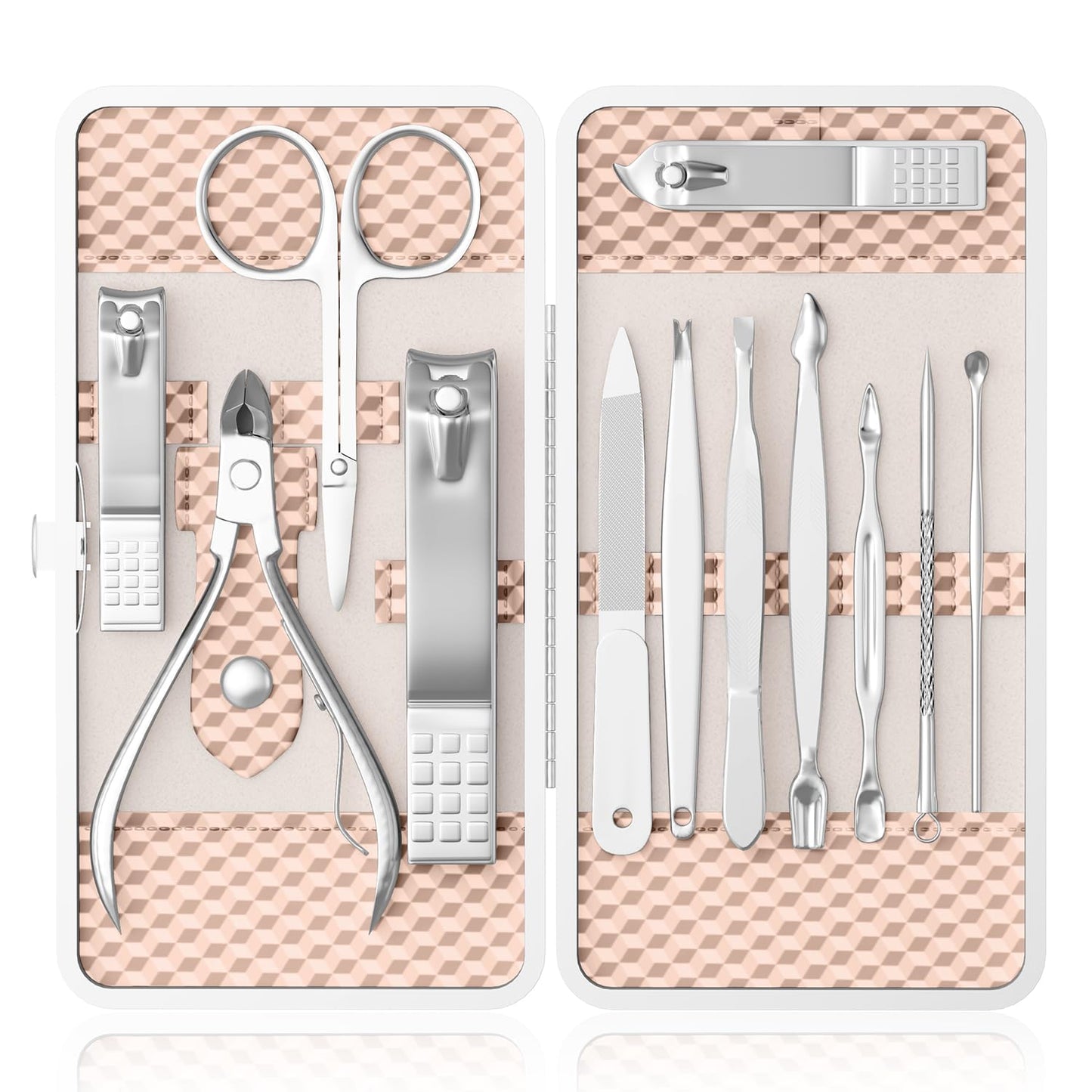 ZIZZON Professional Nail Care Kit - Manicure Grooming Set with Travel Case | Elegant Rose Gold Finish