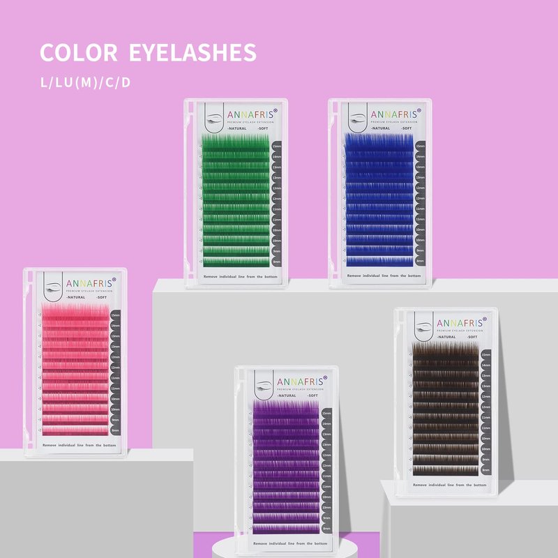 Colored Eyelash Extension Classic Pink 0.07 D Curl 8-15mm Mixed Volume Lash Extension Individual False Eye Lashes With Color By ANNAFRIS (Classic Pink,0.07 D 8-15mm Mix)