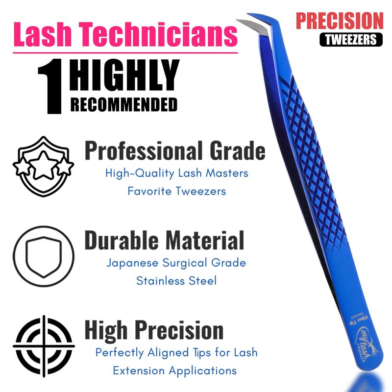 Fiber Tip Lash Tweezers Set for Eyelash Extensions Volume Tweezer and Dolphin-shaped Isolation Tweezer | 2 Pcs Stainless Steel Lash Extension Tweezers (Matte Red Gold Tip)