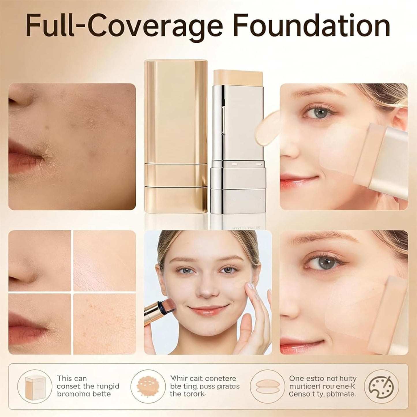 Korean Dual-Ended Foundation Stick - 2-in-1 Flawless Coverage & Concealer | Lightweight, Long-Lasting, All Skin Types (3PCS)